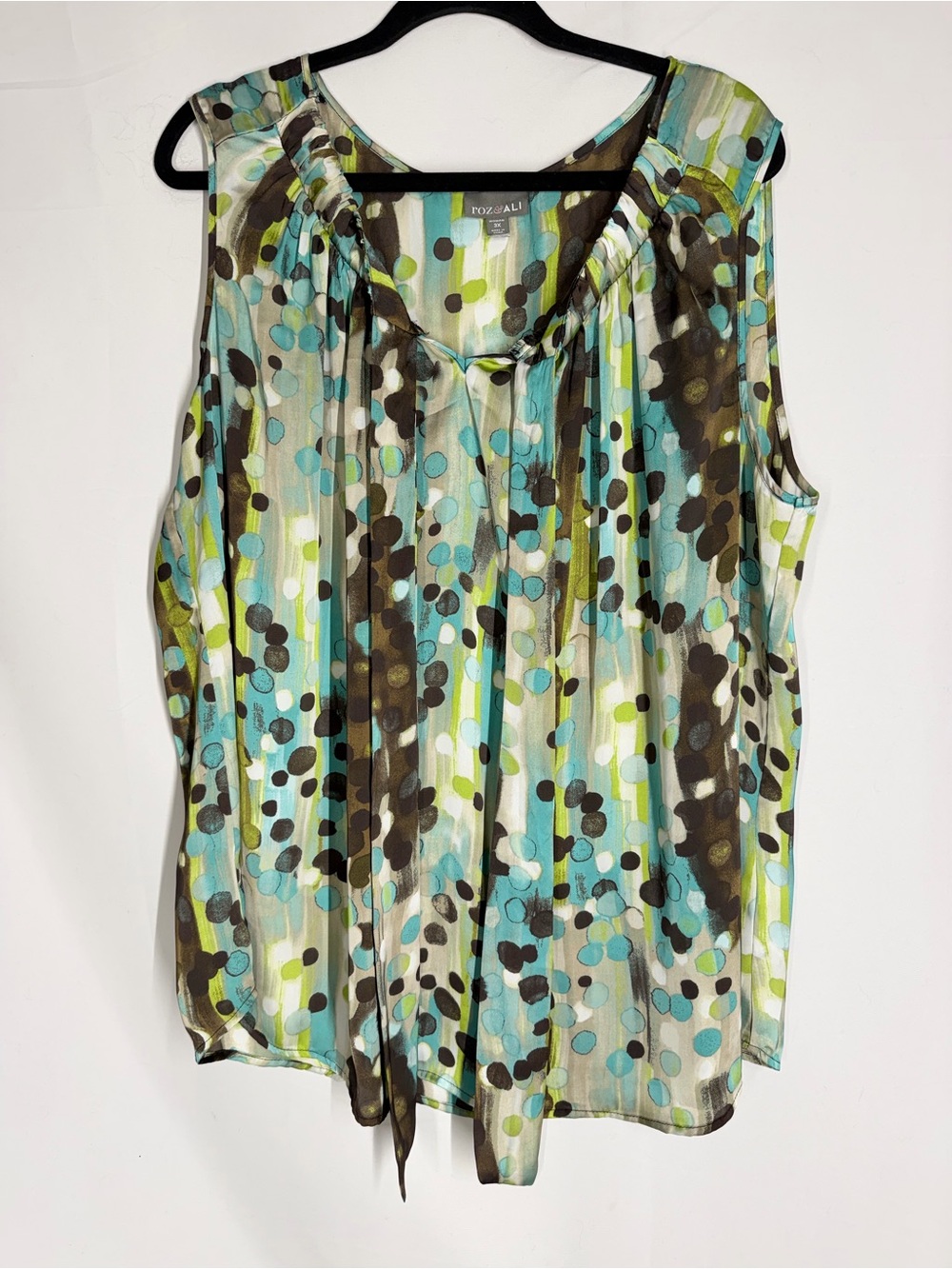 Roz & Ali Blue, Green and Brown Polka-Dot Sleeveless Camisole